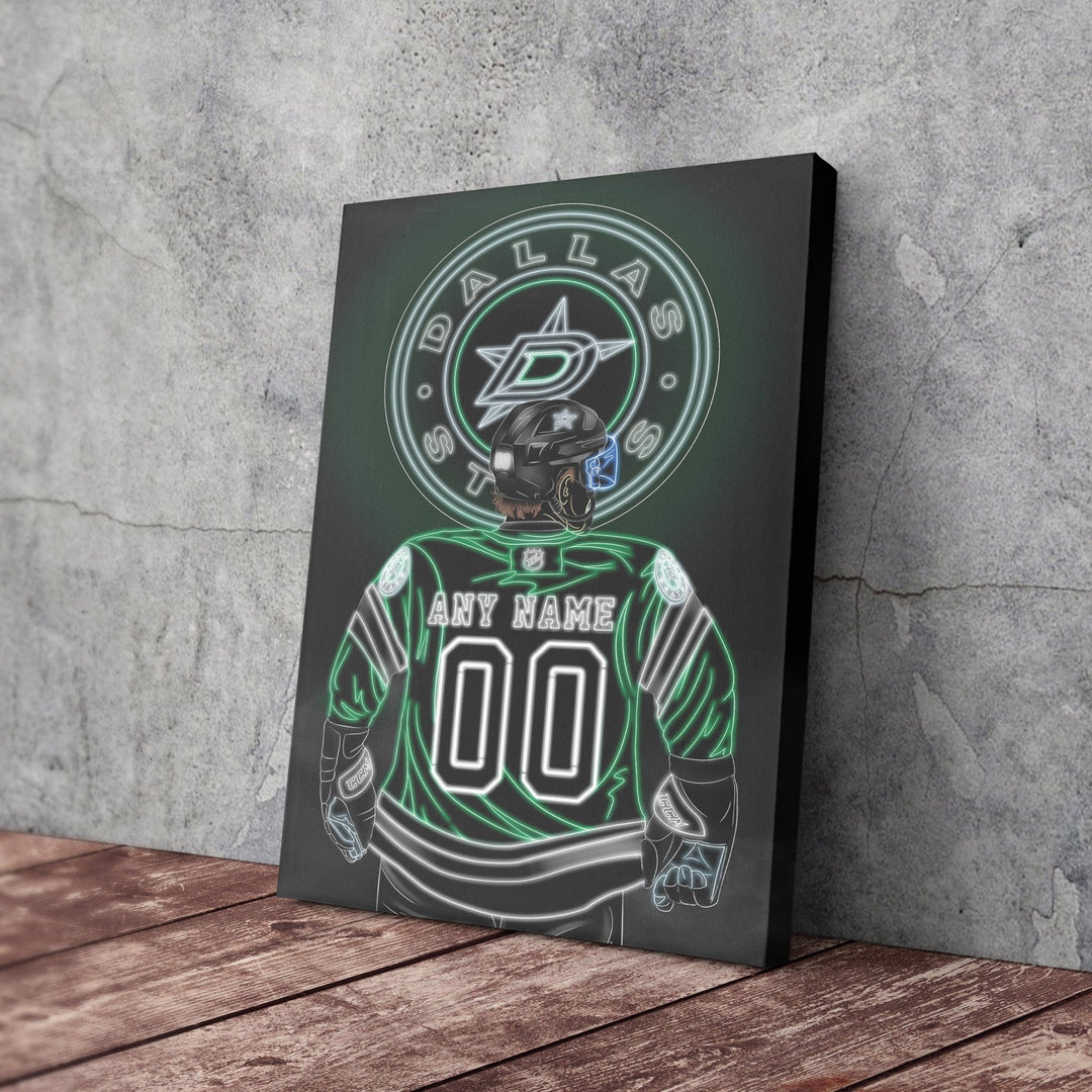 Dallas Stars Personalized Jersey Canvas | Neon Wall Art - CanvasNeon