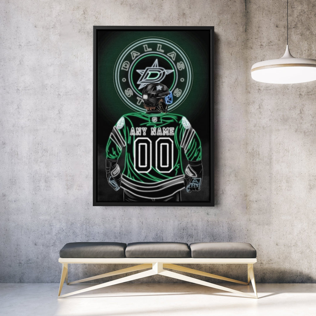 Dallas Stars Personalized Jersey Canvas | Neon Wall Art - CanvasNeon