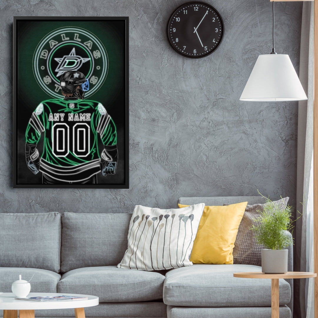 Dallas Stars Personalized Jersey Canvas | Neon Wall Art - CanvasNeon