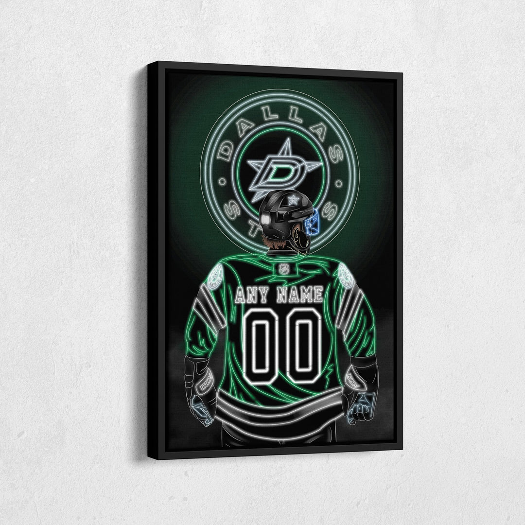 Dallas Stars Personalized Jersey Canvas | Neon Wall Art - CanvasNeon