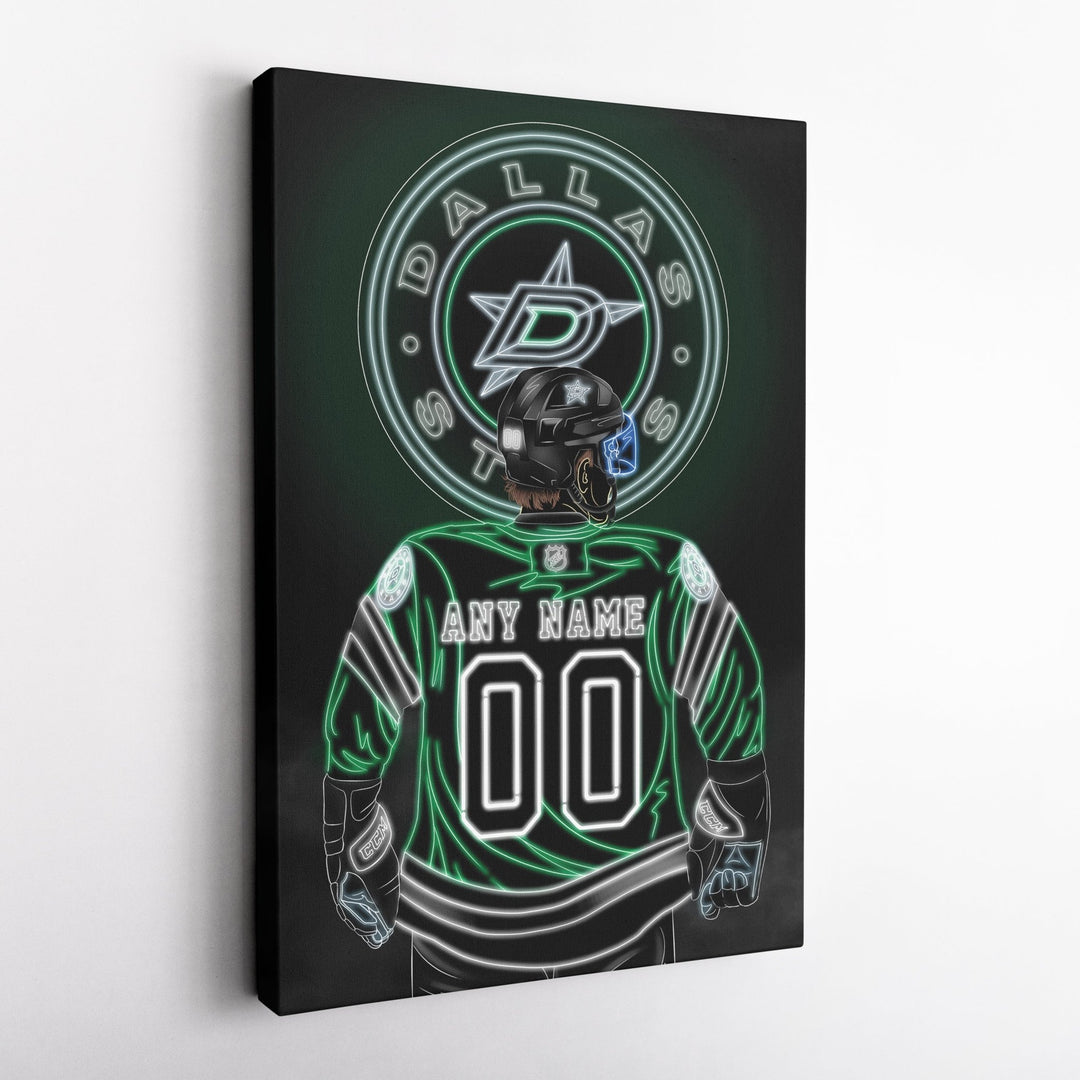 Dallas Stars Personalized Jersey Canvas | Neon Wall Art - CanvasNeon