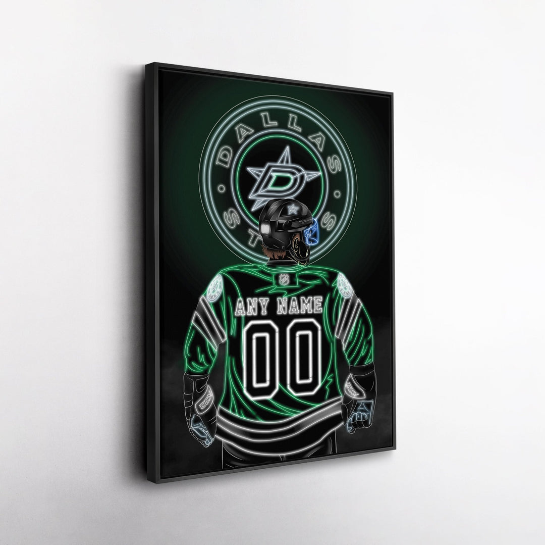 Dallas Stars Personalized Jersey Canvas | Neon Wall Art - CanvasNeon