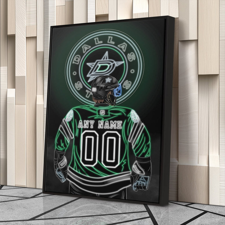 Dallas Stars Personalized Jersey Canvas | Neon Wall Art - CanvasNeon