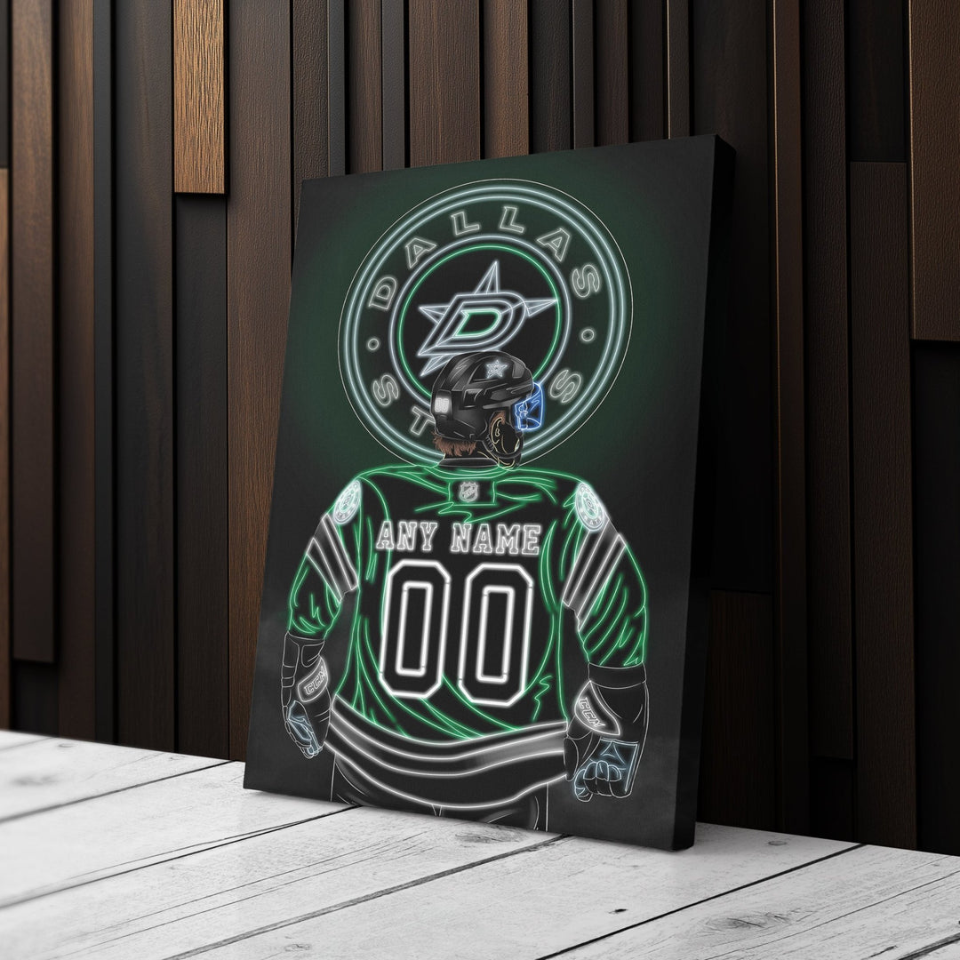 Dallas Stars Personalized Jersey Canvas | Neon Wall Art - CanvasNeon