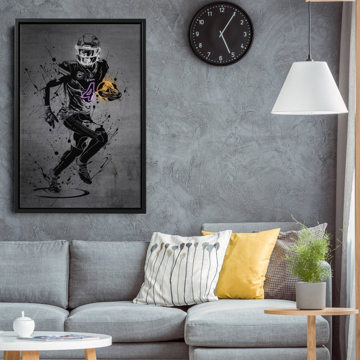 Dalvin Cook Neon Canvas Art | Modern Wall Decor for Vikings Fans - CanvasNeon