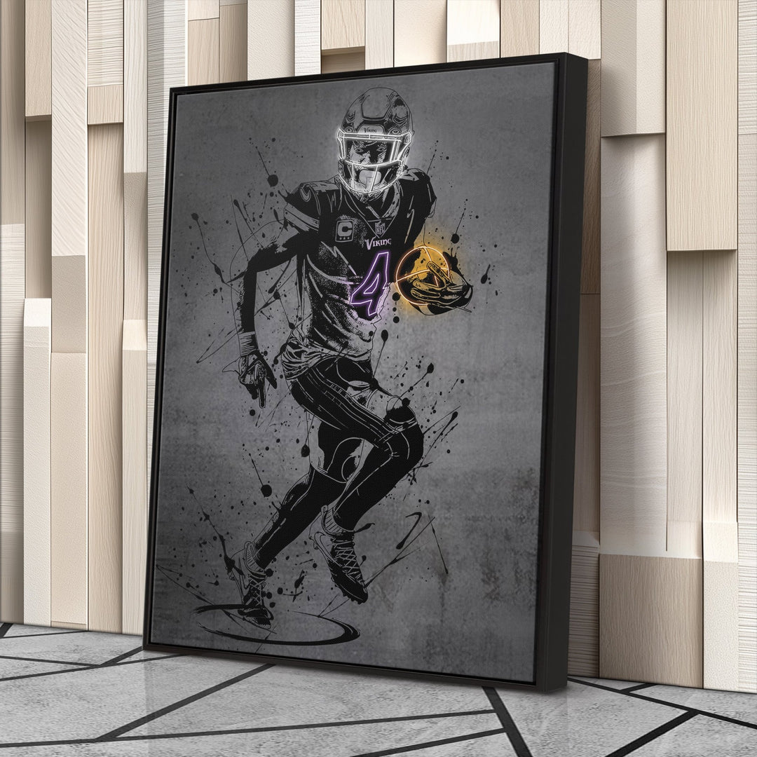 Dalvin Cook Neon Canvas Art | Modern Wall Decor for Vikings Fans - CanvasNeon