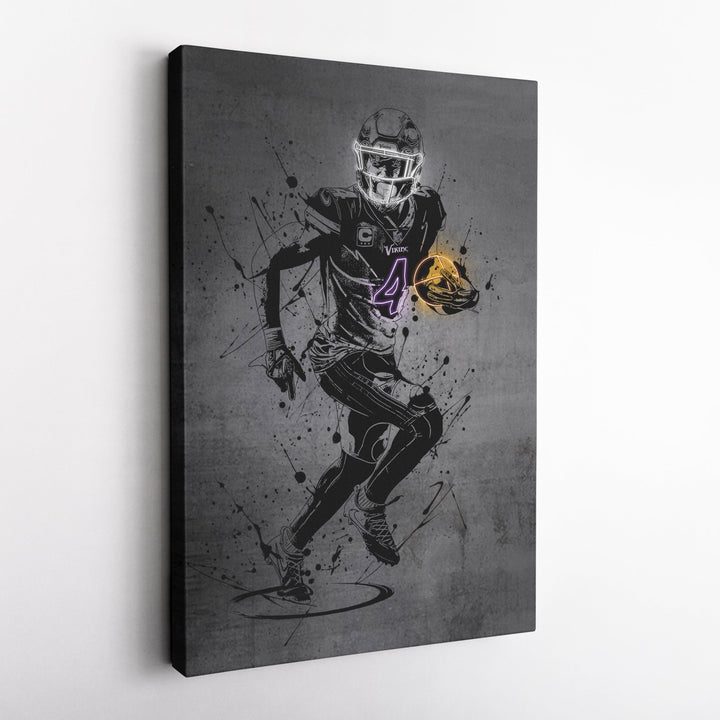 Dalvin Cook Neon Canvas Art | Modern Wall Decor for Vikings Fans - CanvasNeon