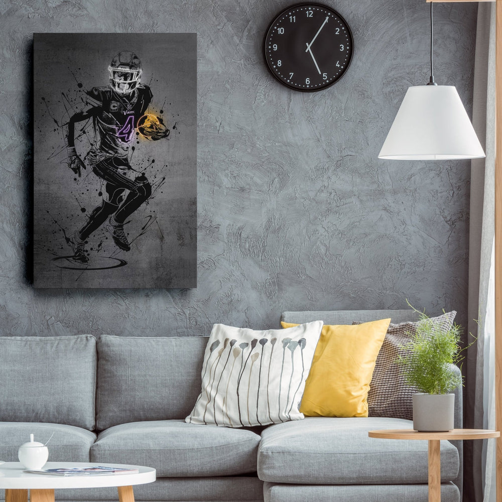 Dalvin Cook Neon Canvas Art | Modern Wall Decor for Vikings Fans - CanvasNeon