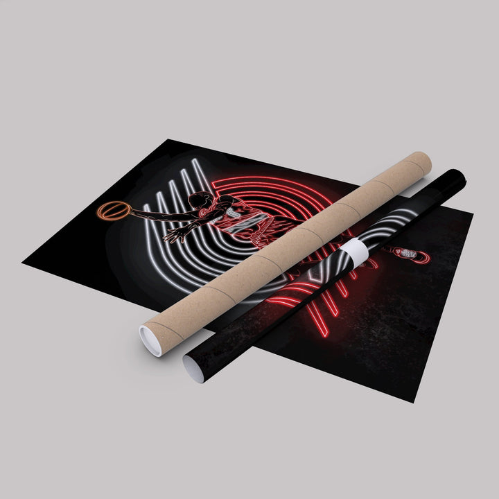 Damian Lillard Neon Canvas Art | Blazers Wall Decor - CanvasNeon