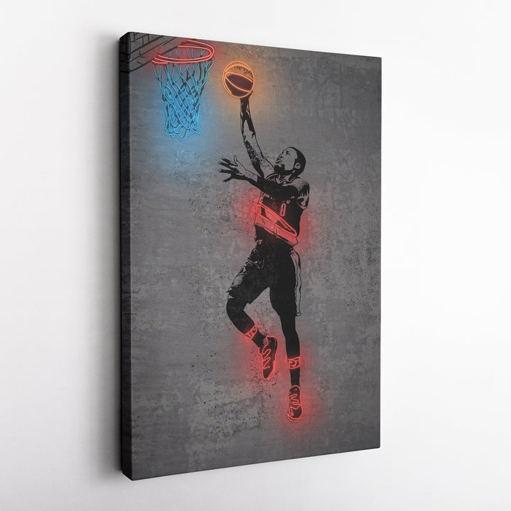 Damian Lillard Neon Canvas Art | Modern Wall Decor for Blazers Fans - CanvasNeon