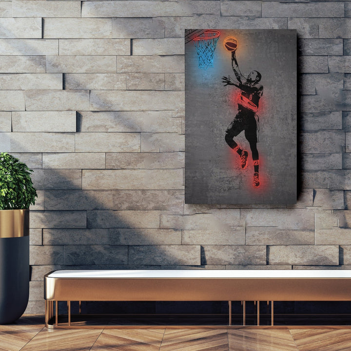 Damian Lillard Neon Canvas Art | Modern Wall Decor for Blazers Fans - CanvasNeon