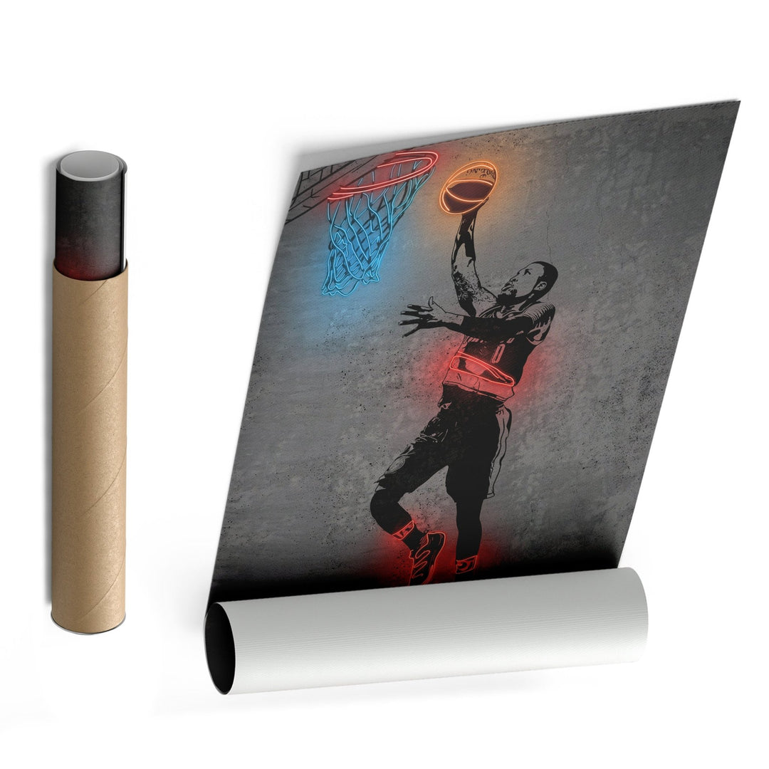 Damian Lillard Neon Canvas Art | Modern Wall Decor for Blazers Fans - CanvasNeon