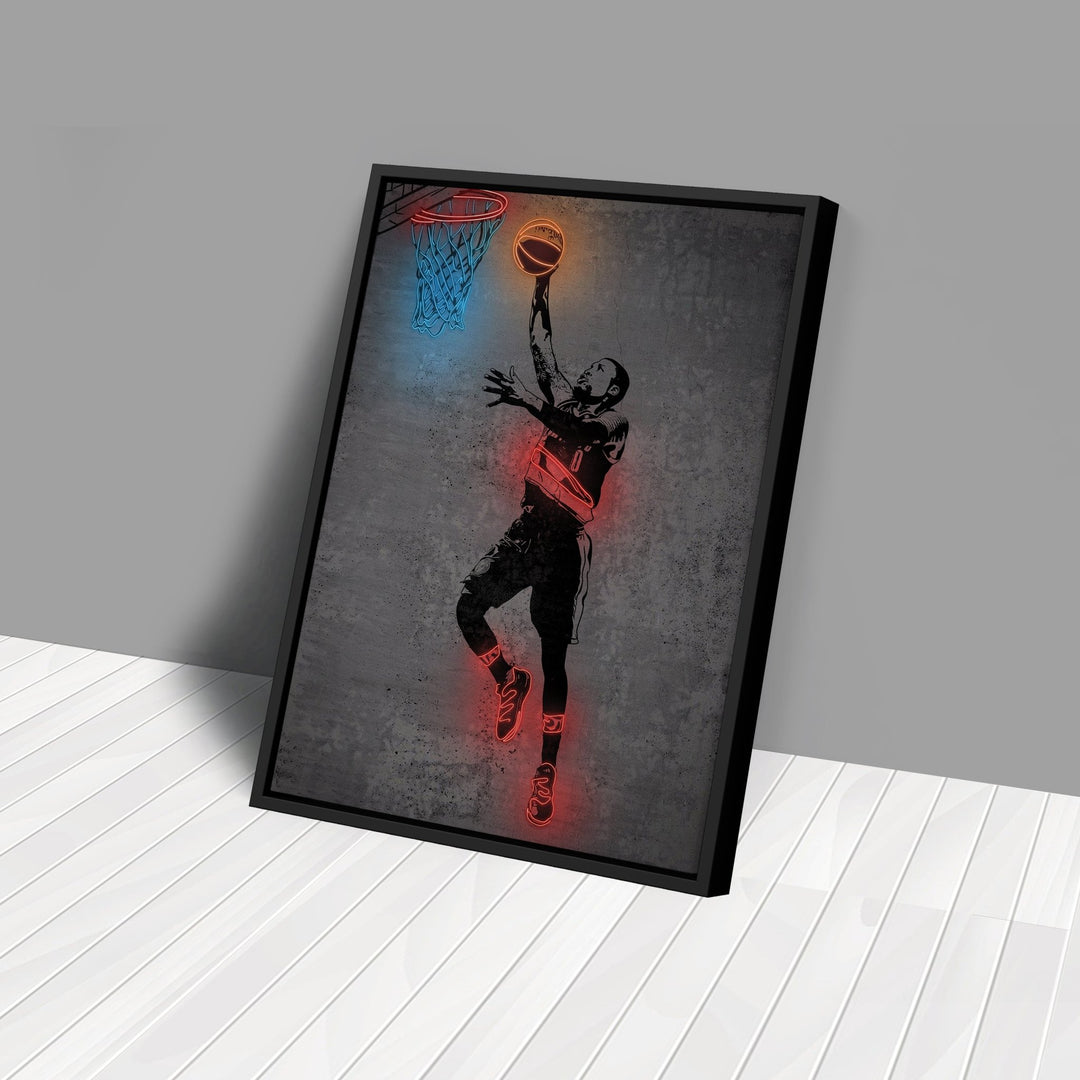 Damian Lillard Neon Canvas Art | Modern Wall Decor for Blazers Fans - CanvasNeon