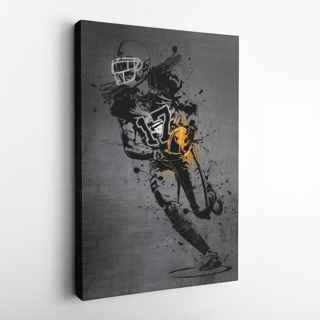 Davante Adams Neon Canvas Art | Modern Wall Decor for Raiders Fans - CanvasNeon