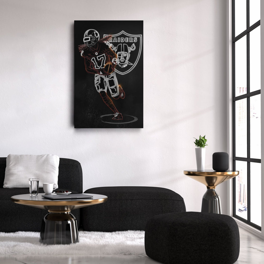Davante Adams Neon Canvas Art | Raiders Wall Decor - CanvasNeon