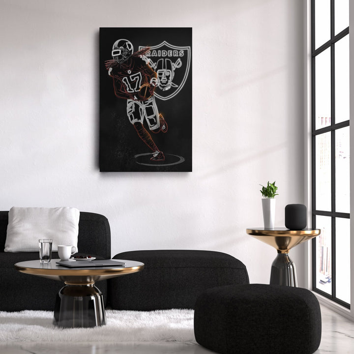Davante Adams Neon Canvas Art | Raiders Wall Decor - CanvasNeon