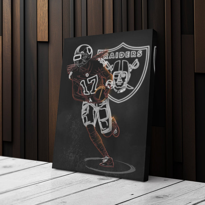 Davante Adams Neon Canvas Art | Raiders Wall Decor - CanvasNeon