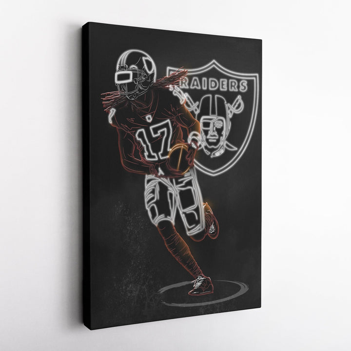 Davante Adams Neon Canvas Art | Raiders Wall Decor - CanvasNeon