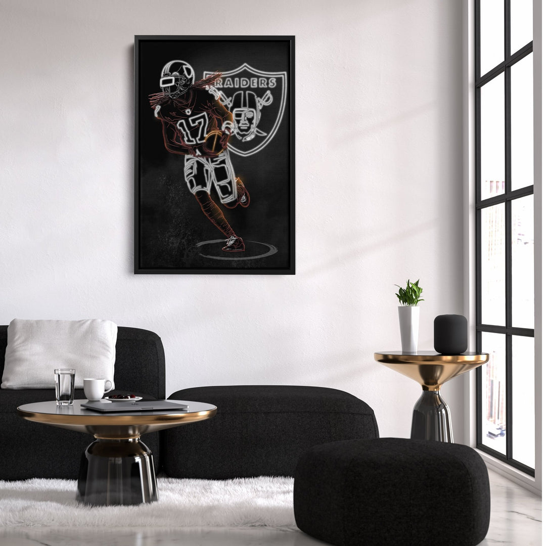 Davante Adams Neon Canvas Art | Raiders Wall Decor - CanvasNeon