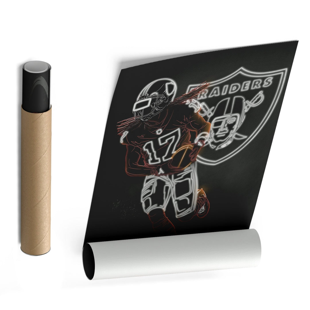 Davante Adams Neon Canvas Art | Raiders Wall Decor - CanvasNeon