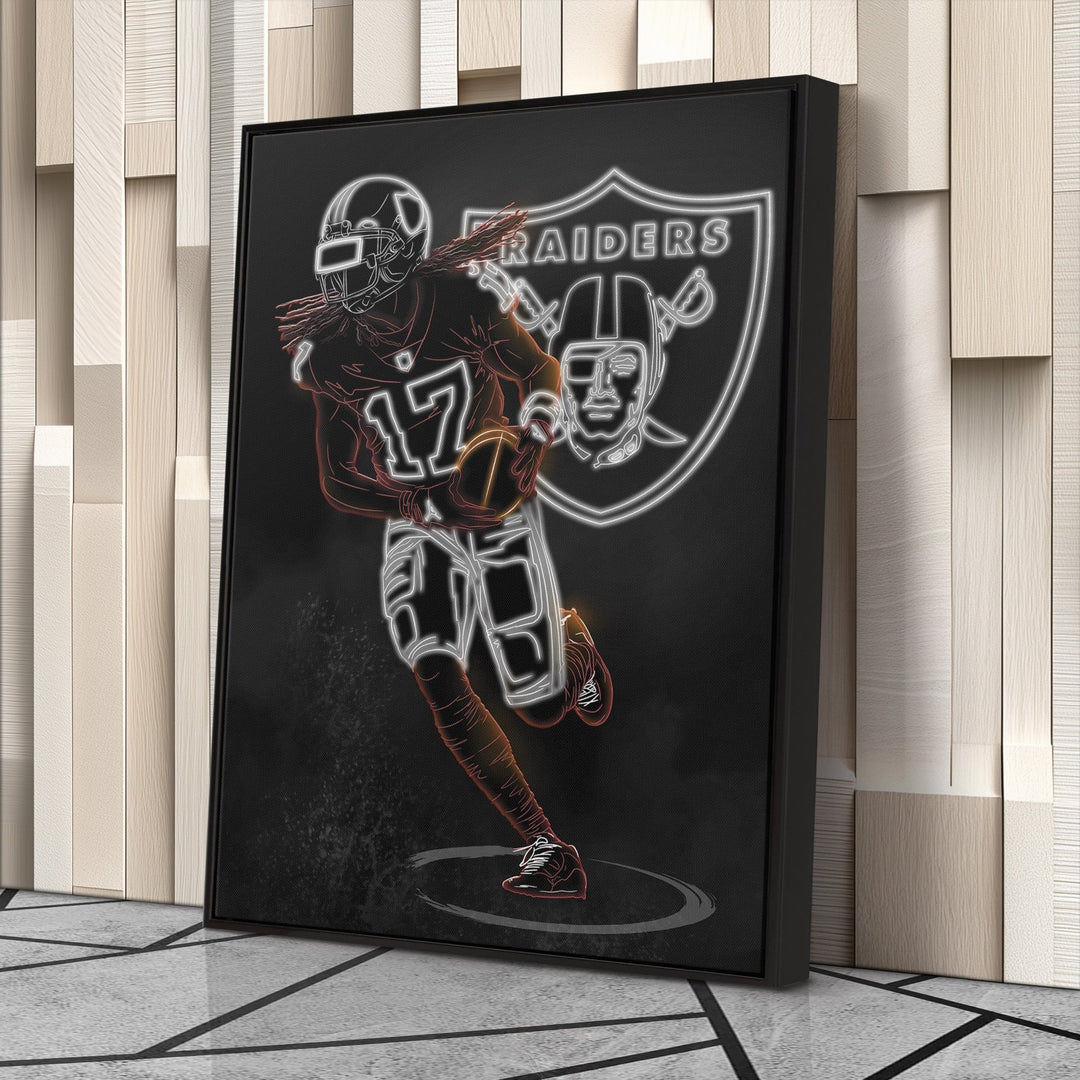 Davante Adams Neon Canvas Art | Raiders Wall Decor - CanvasNeon