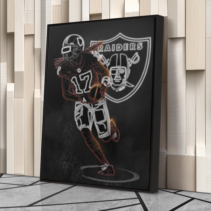 Davante Adams Neon Canvas Art | Raiders Wall Decor - CanvasNeon