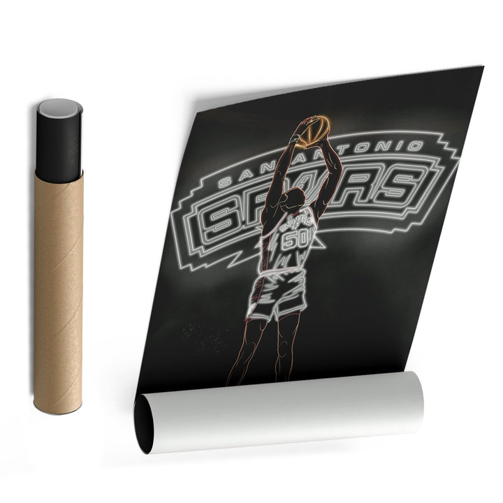 David Robinson Neon Canvas Art | Spurs Wall Decor - CanvasNeon