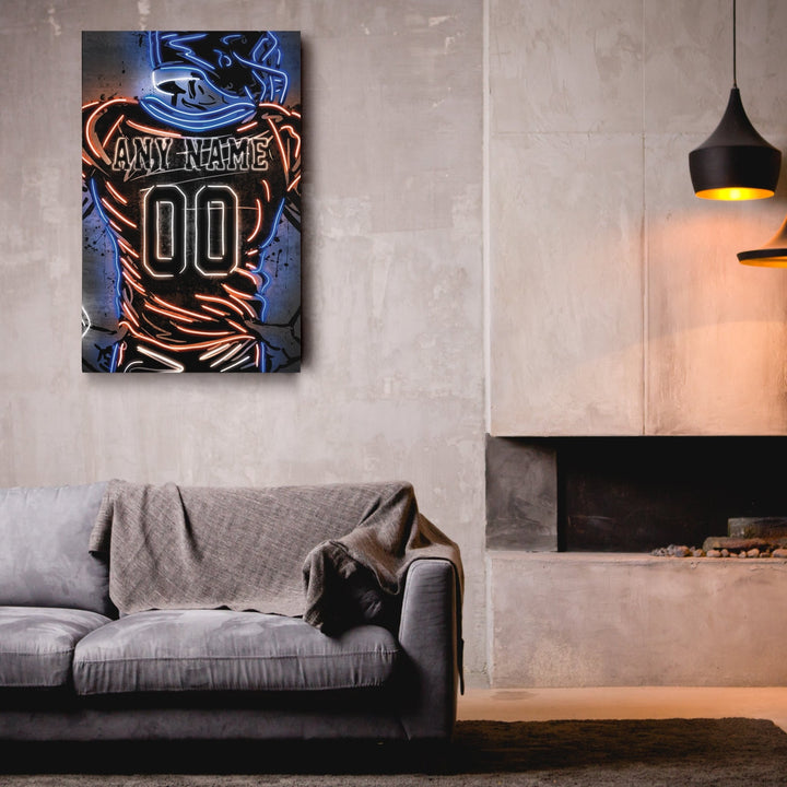Denver Broncos Custom Jersey Canvas | Neon Wall Art - CanvasNeon