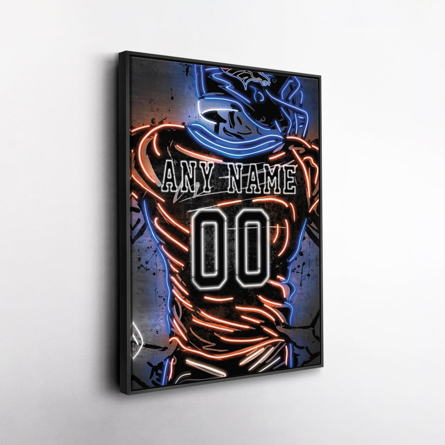 Denver Broncos Custom Jersey Canvas | Neon Wall Art - CanvasNeon