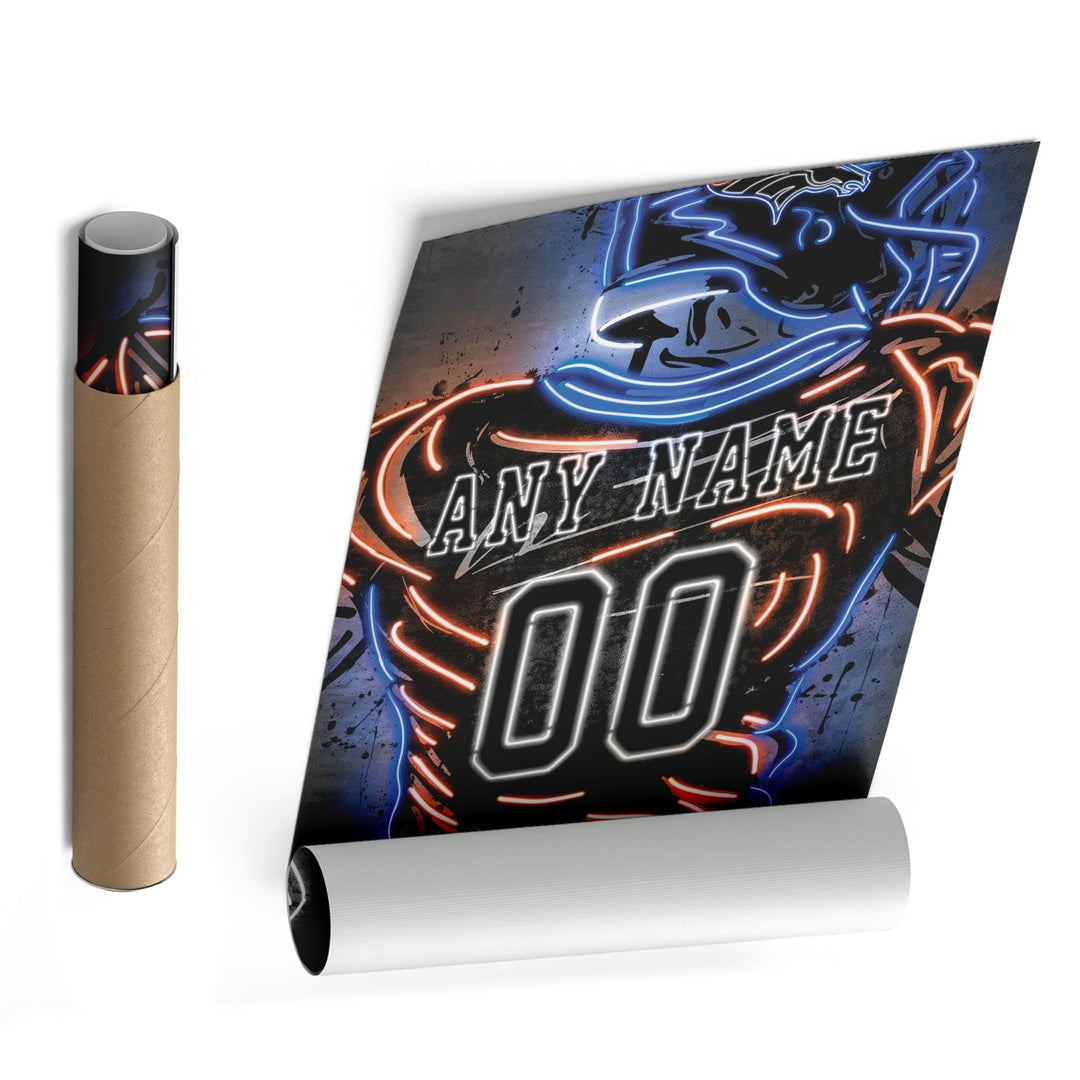 Denver Broncos Custom Jersey Canvas | Neon Wall Art - CanvasNeon