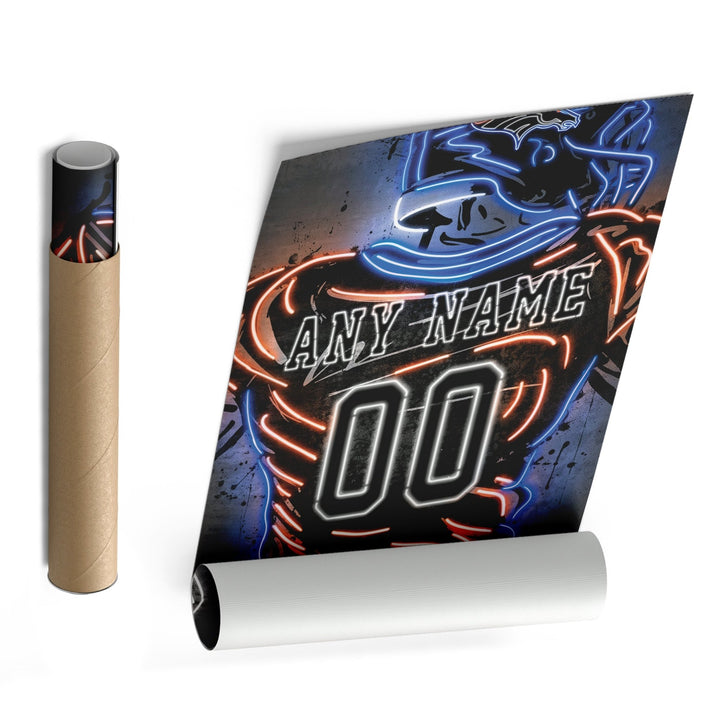 Denver Broncos Custom Jersey Canvas | Neon Wall Art - CanvasNeon