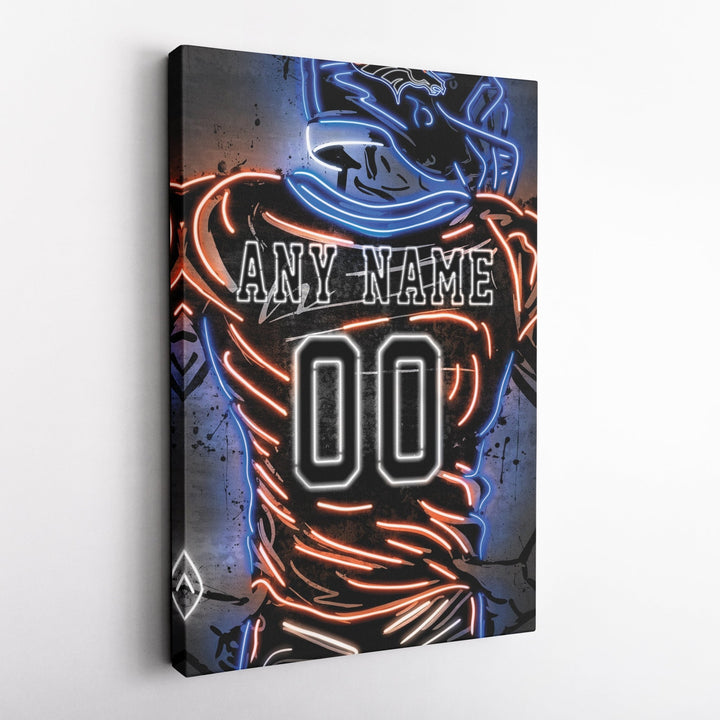 Denver Broncos Custom Jersey Canvas | Neon Wall Art - CanvasNeon