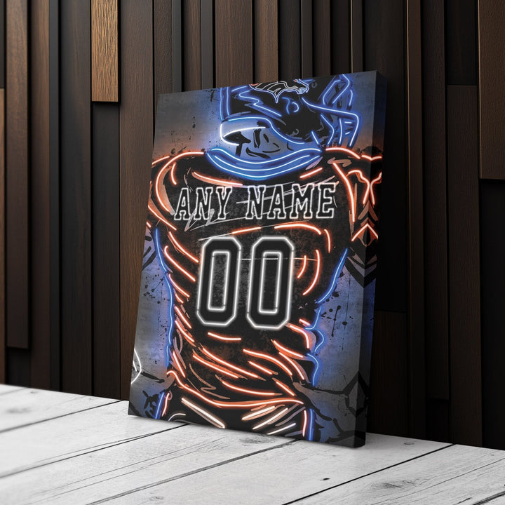 Denver Broncos Custom Jersey Canvas | Neon Wall Art - CanvasNeon