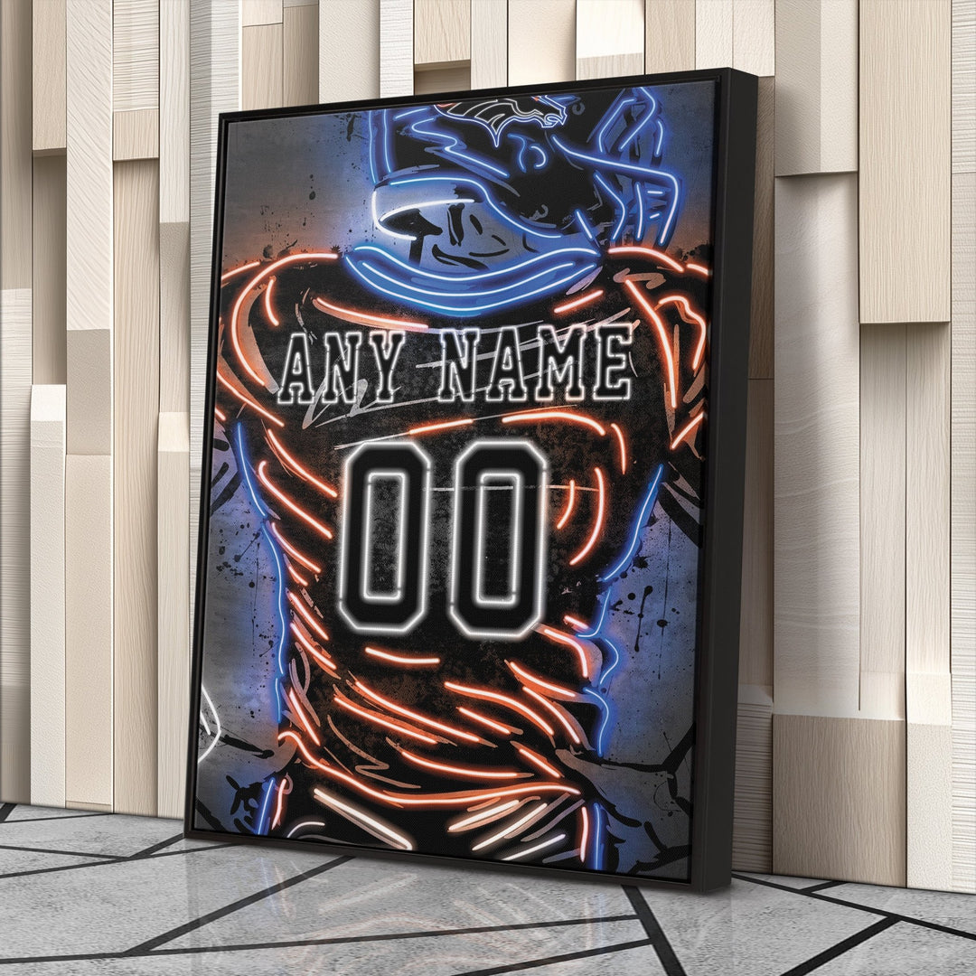 Denver Broncos Custom Jersey Canvas | Neon Wall Art - CanvasNeon
