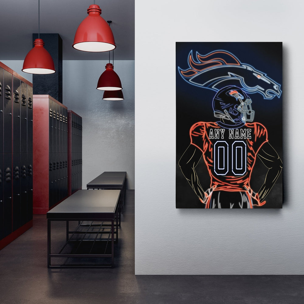 Denver Broncos Personalized Jersey Canvas | Neon Wall Art - CanvasNeon