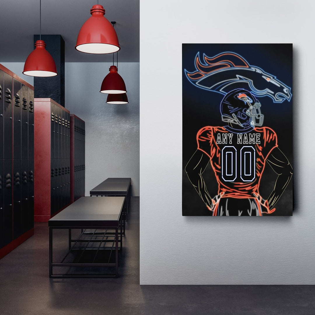 Denver Broncos Personalized Jersey Canvas | Neon Wall Art - CanvasNeon