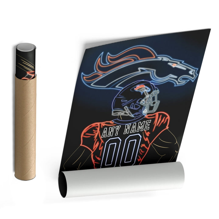 Denver Broncos Personalized Jersey Canvas | Neon Wall Art - CanvasNeon