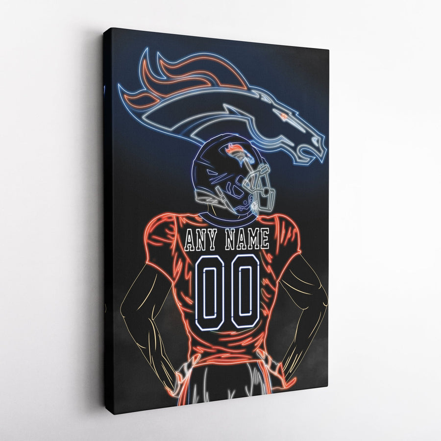 Denver Broncos Personalized Jersey Canvas | Neon Wall Art - CanvasNeon