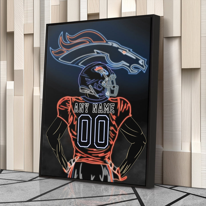 Denver Broncos Personalized Jersey Canvas | Neon Wall Art - CanvasNeon