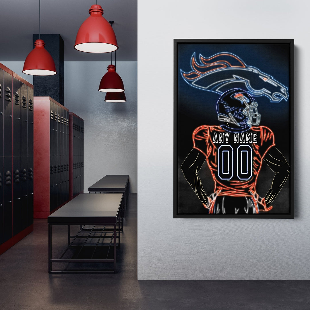 Denver Broncos Personalized Jersey Canvas | Neon Wall Art - CanvasNeon