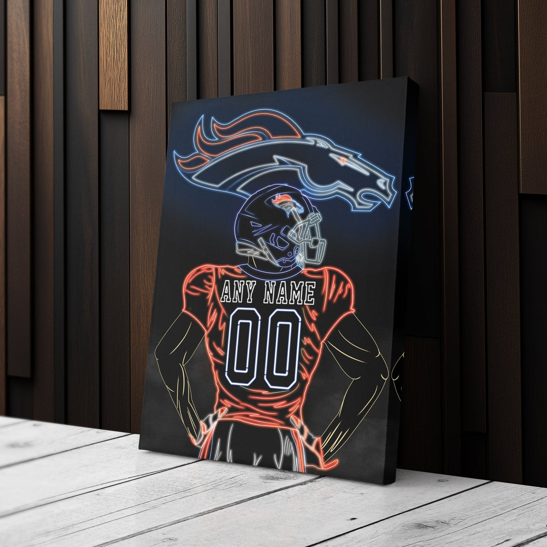 Denver Broncos Personalized Jersey Canvas | Neon Wall Art - CanvasNeon