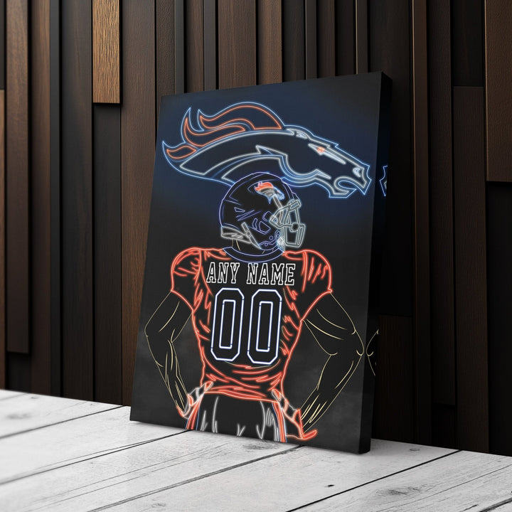 Denver Broncos Personalized Jersey Canvas | Neon Wall Art - CanvasNeon