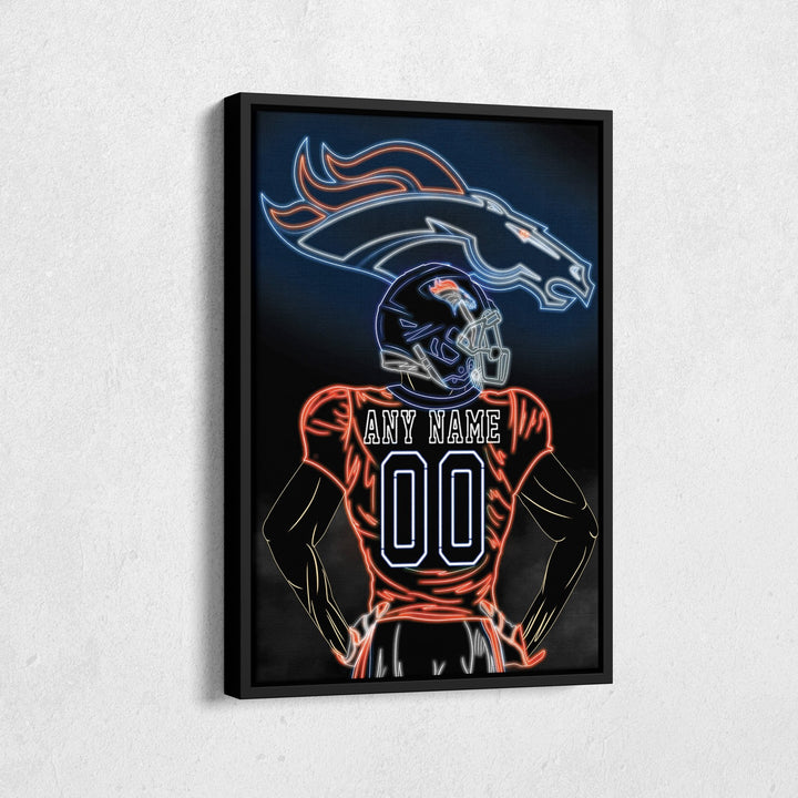 Denver Broncos Personalized Jersey Canvas | Neon Wall Art - CanvasNeon