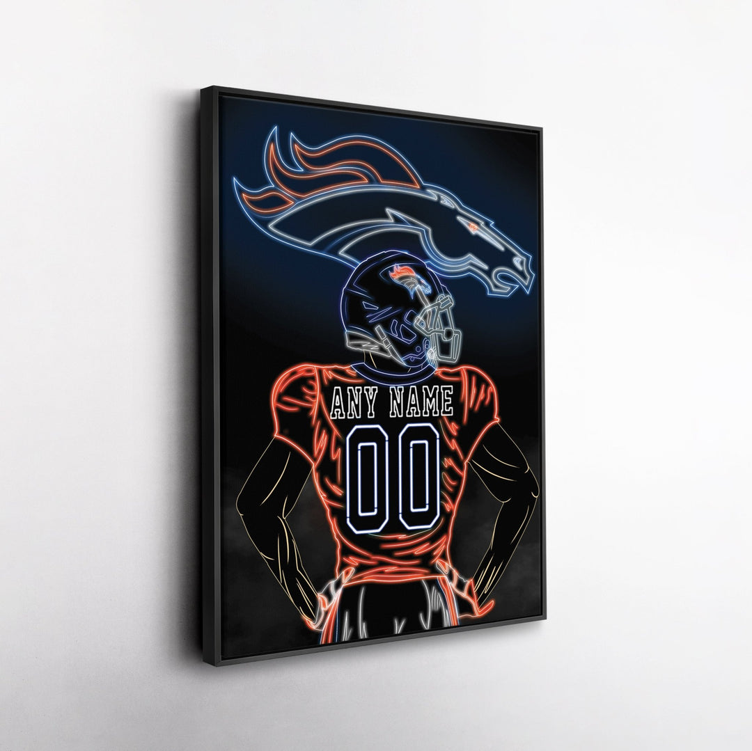 Denver Broncos Personalized Jersey Canvas | Neon Wall Art - CanvasNeon