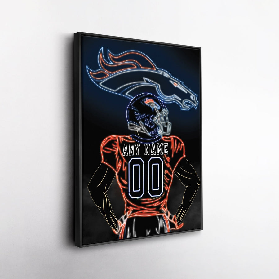 Denver Broncos Personalized Jersey Canvas | Neon Wall Art - CanvasNeon