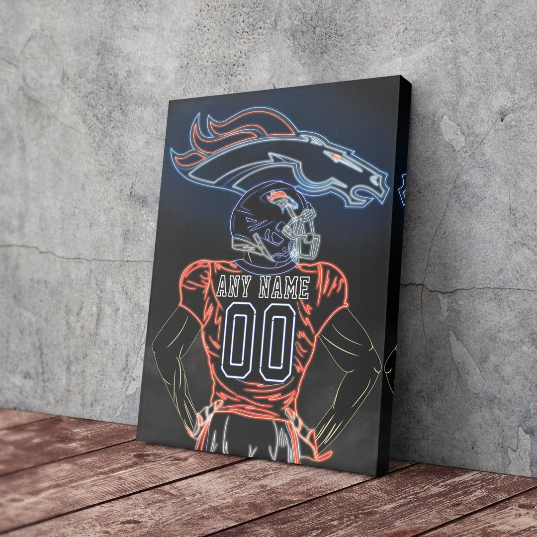 Denver Broncos Personalized Jersey Canvas | Neon Wall Art - CanvasNeon