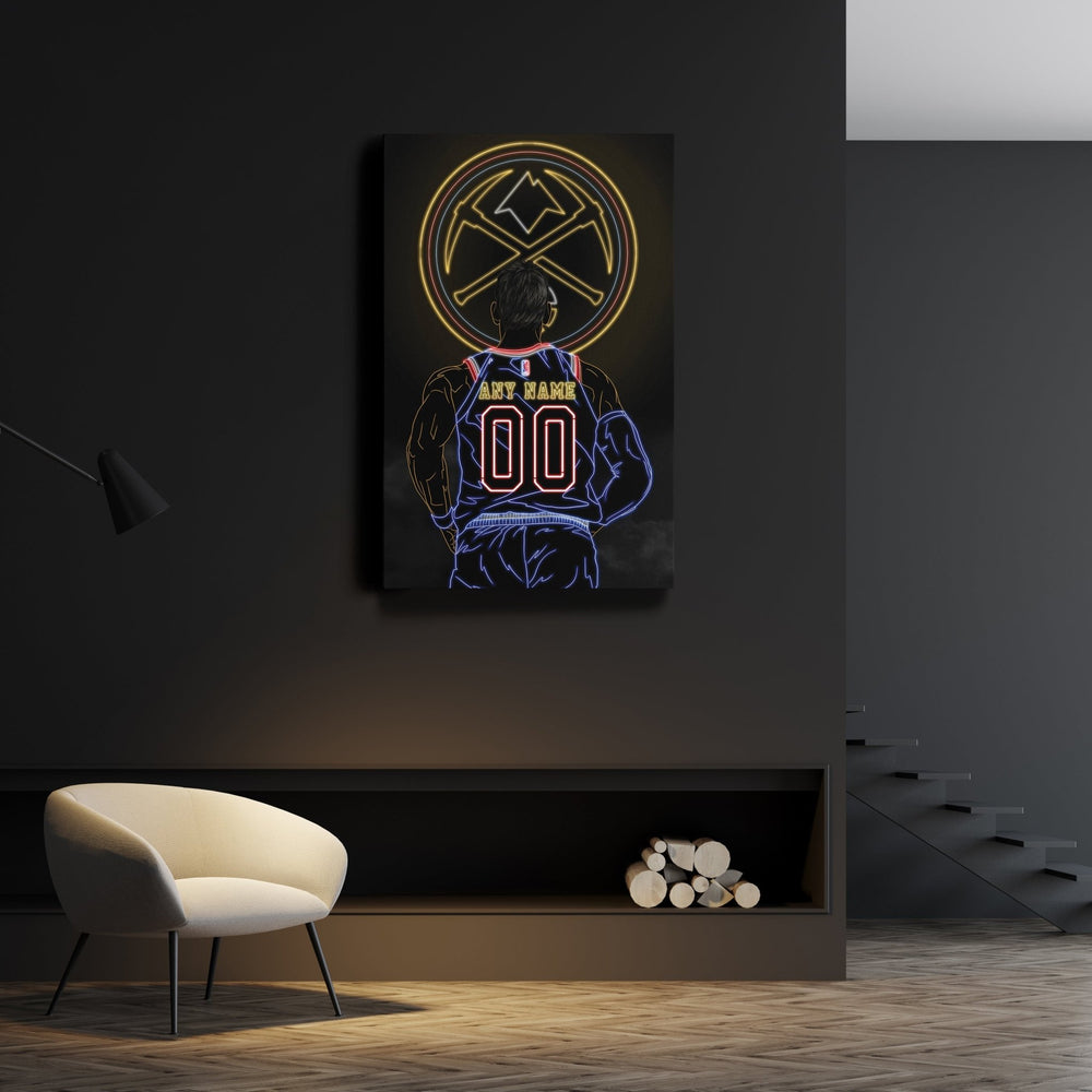 Denver Nuggets Personalized Jersey Canvas | Neon Wall Art - CanvasNeon