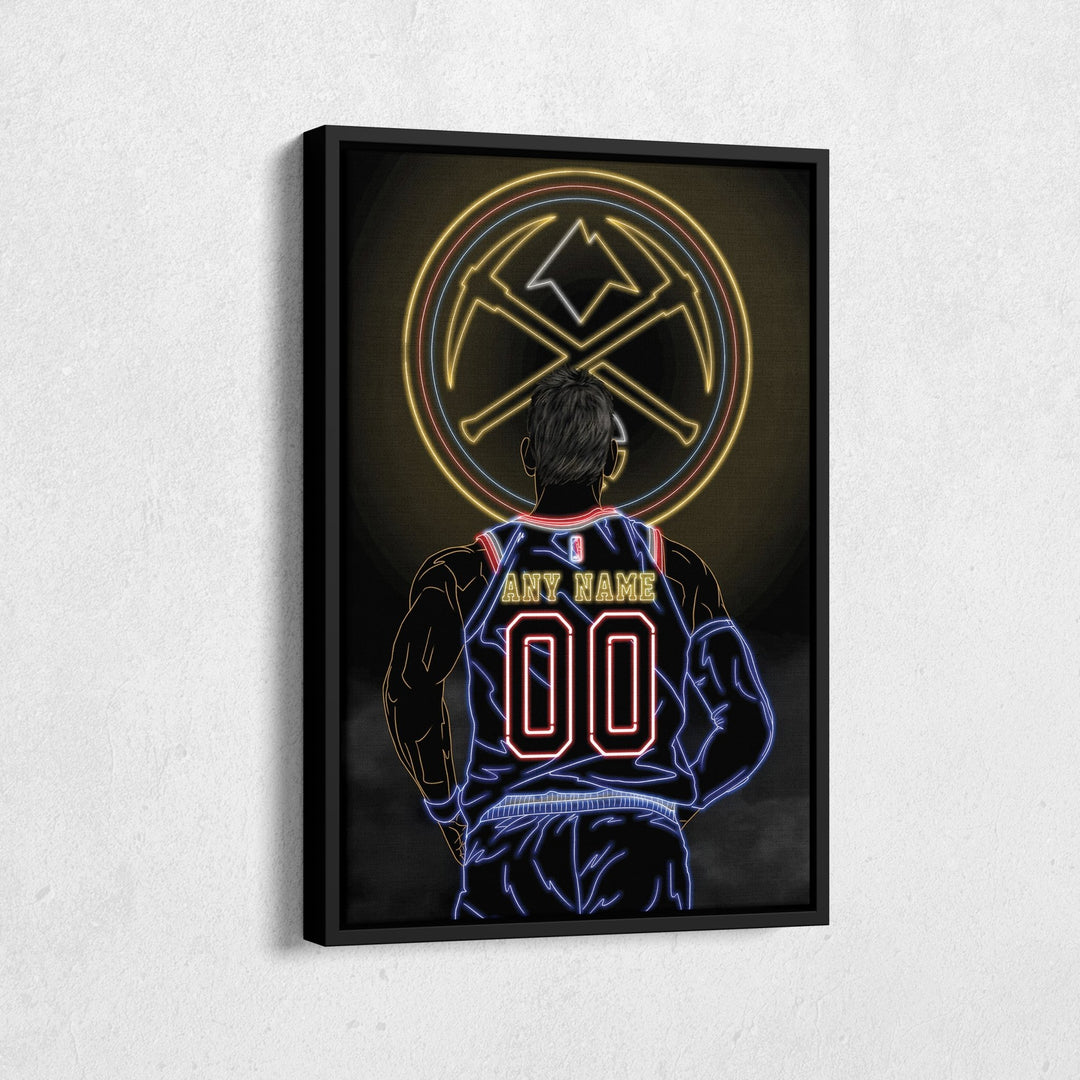 Denver Nuggets Personalized Jersey Canvas | Neon Wall Art - CanvasNeon