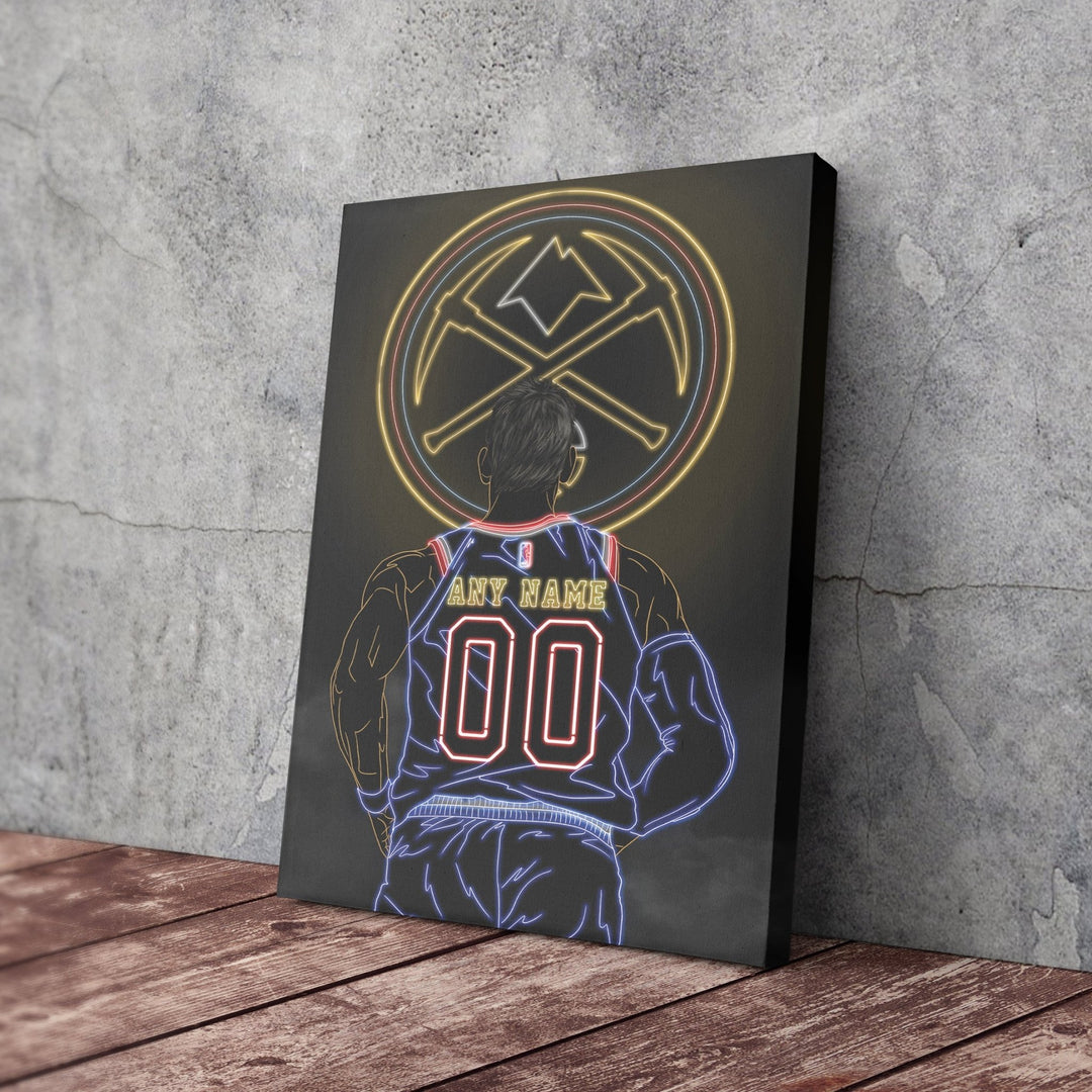 Denver Nuggets Personalized Jersey Canvas | Neon Wall Art - CanvasNeon