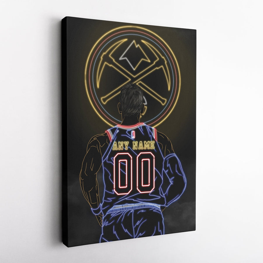 Denver Nuggets Personalized Jersey Canvas | Neon Wall Art - CanvasNeon